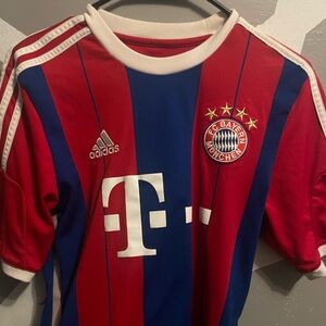 Adidas Kids Bayern Munich Striped Red and Blue Jersey